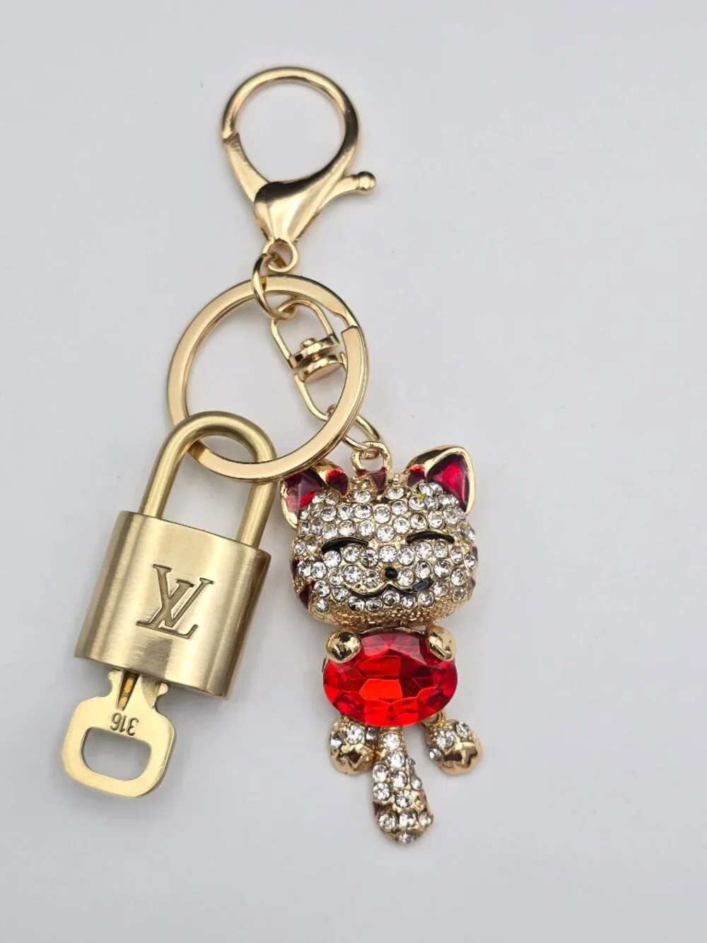 Authentic LV Gold Padlock & Key 🔑 Unbranded Cat Bag Charm / Keychain Combo
